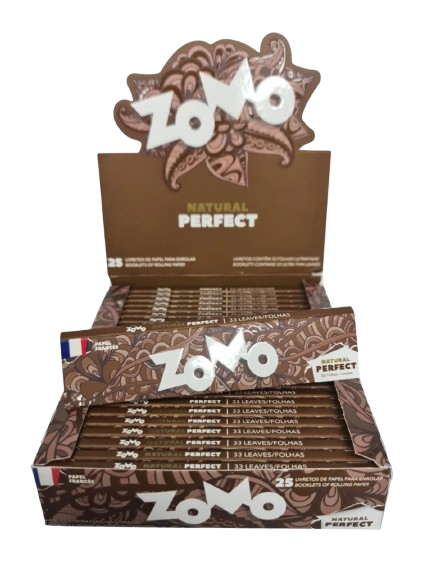 Caixa de Seda Zomo Brown — Caixa fechada com 25 Packs de 33 sedas cada - King Size / Brown / Marron