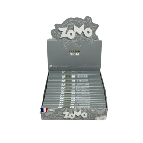 Caixa de Seda Zomo Slim — Caixa fechada com 25 Packs de 33 sedas cada - Slim (Menos Larga)